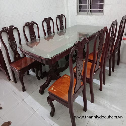 Thanh lý bộ bàn ăn gỗ gõ 8 ghế